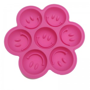 Molde Redondo de Silicona Para Cubitos de Hielo, Con 7 Oriciosios, Con Rejilla de Hielo, Cara Sonriente Creativa
