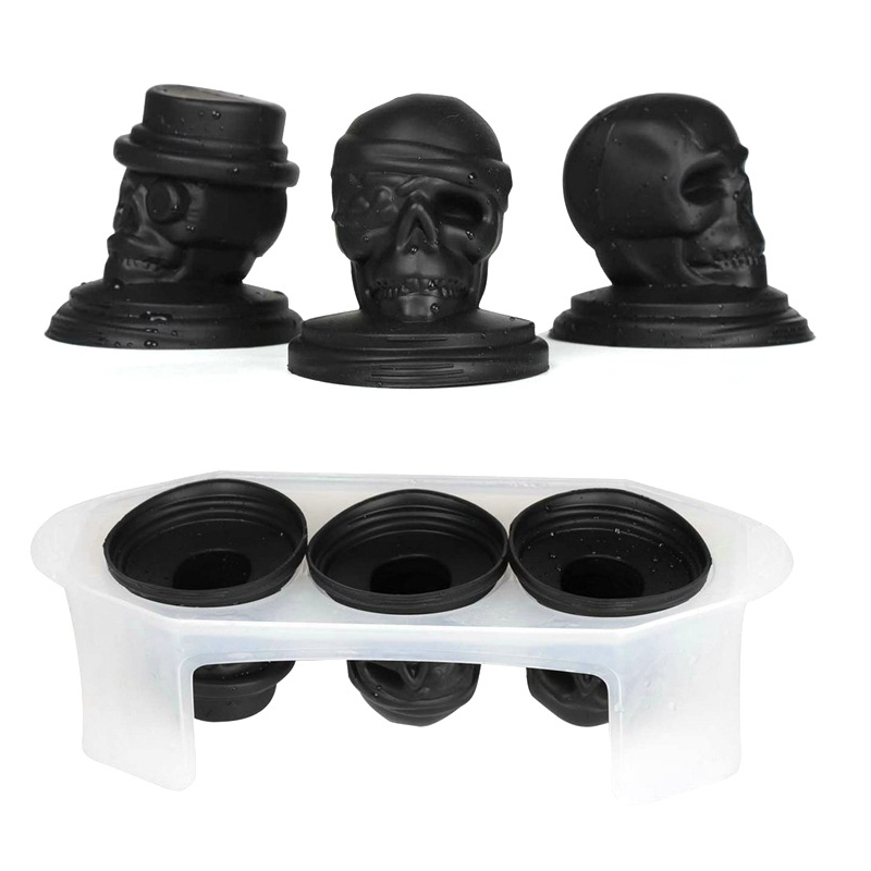 Extra velké plísně 3D ledové kostky - flexibilní silikonové ledové ledové formy - ledová krychle lebky s - silikonovými formami lebky pro pečení, čokoládu, bonbóny a pryskyřice